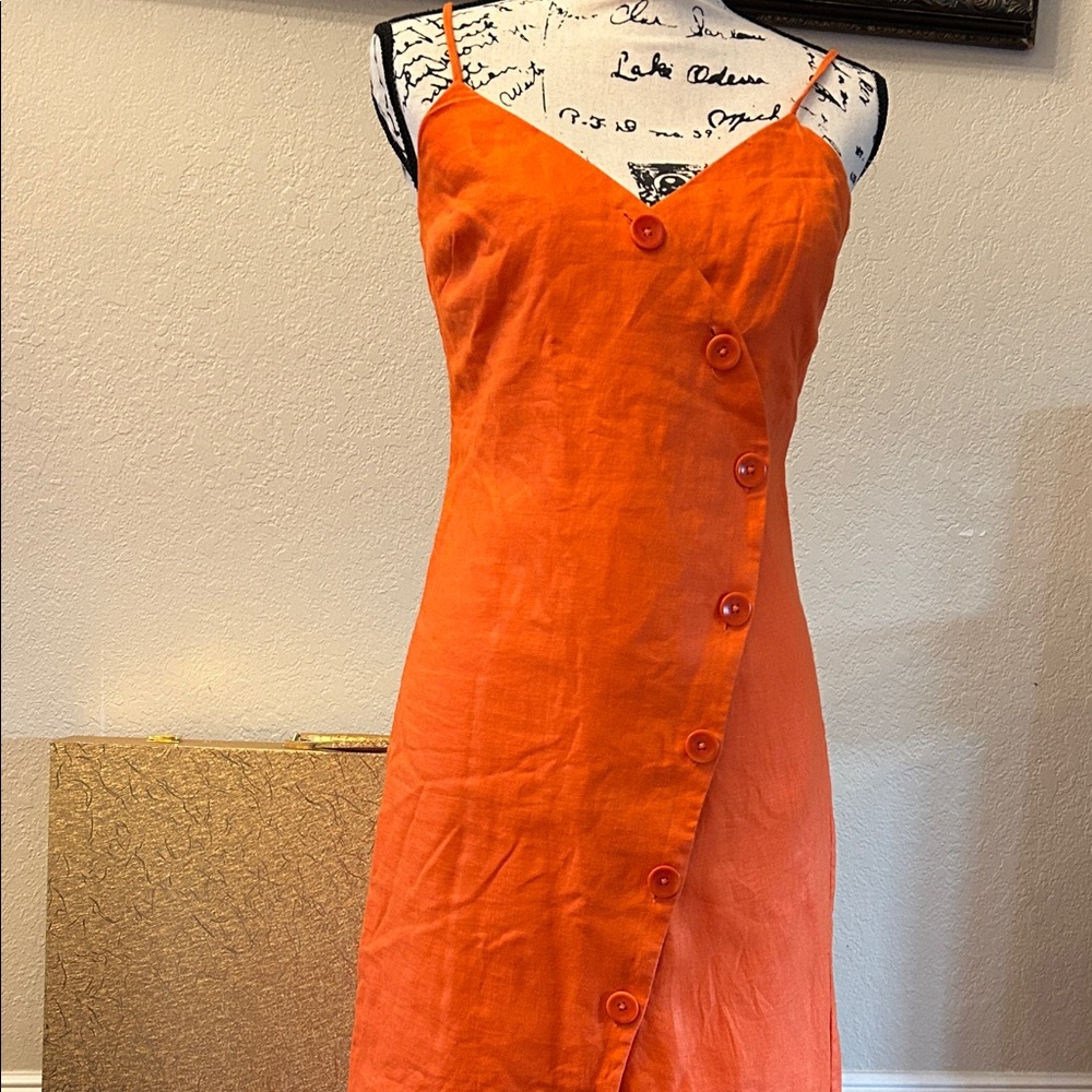 Joie linen Asymmetrical Orange Dress